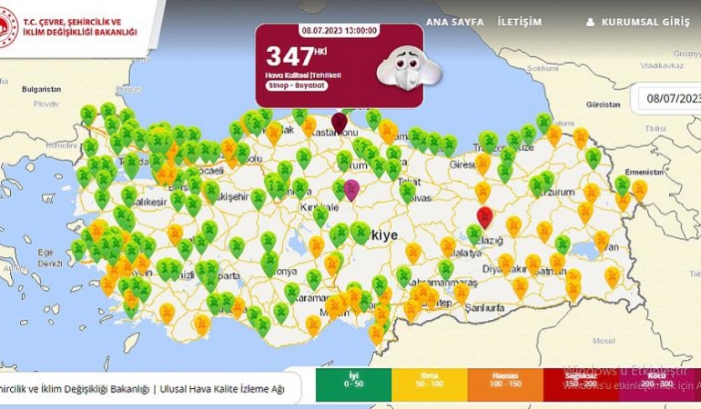 TÜRKİYE’DE EN KALİTESİZ HAVA BOYABAT’TA GÖRÜLDÜ