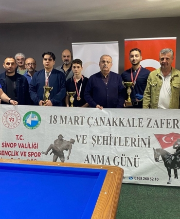 Sinop’ta 18 Mart bilardo müsabakası tamamlandı