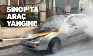 Otomobilin motor kısmında yangın çıktı