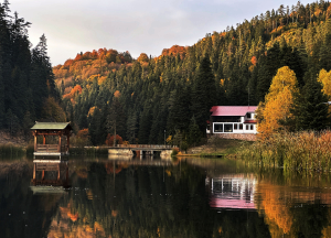 Akgöl, ziyaretçilerine sonbaharın güzelliğini yaşatıyor