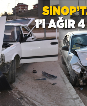 Sinop'ta iki otomobil kavşakta çarpıştı