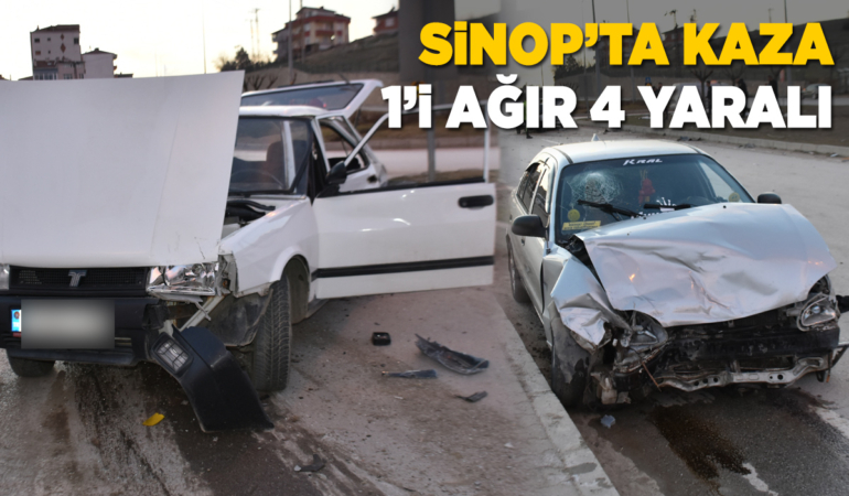 Sinop’ta iki otomobil kavşakta çarpıştı
