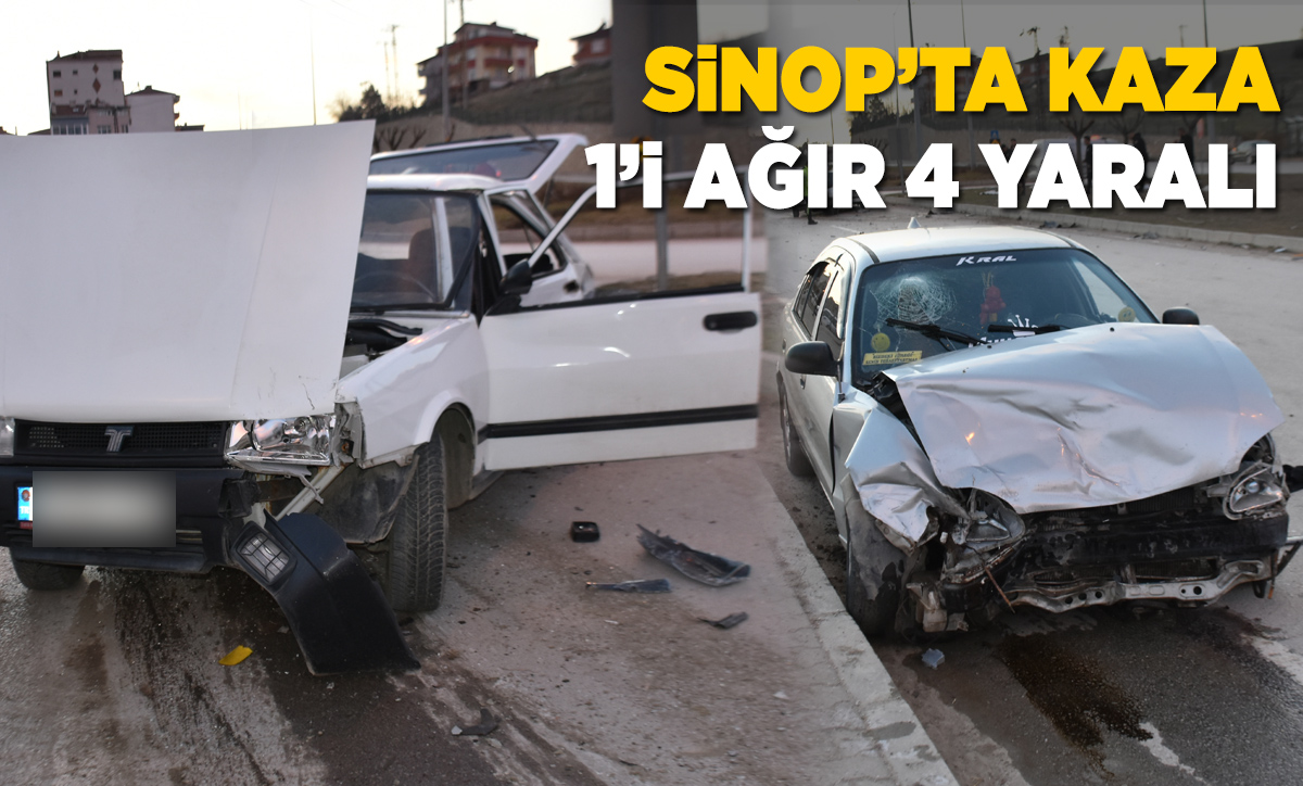 Sinop'ta iki otomobil kavşakta çarpıştı