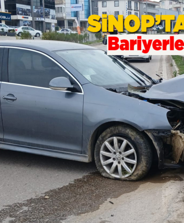 Kontrolden çıkan otomobil bariyerlere çarptı