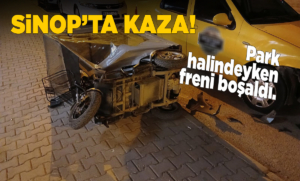 Freni boşaldı, taksiye çarptı