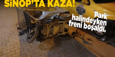 Freni boşaldı, taksiye çarptı