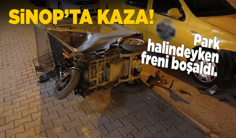 Freni boşaldı, taksiye çarptı