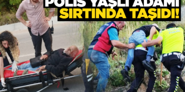 Mahsur kalan yaşlı adamı polis sırtında taşıdı