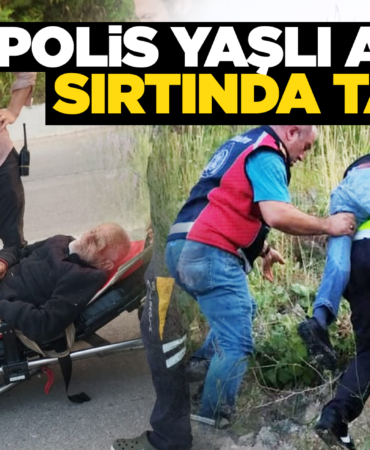 Mahsur kalan yaşlı adamı polis sırtında taşıdı