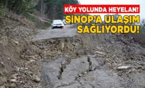 Karların erimesiyle köy yolu çöktü