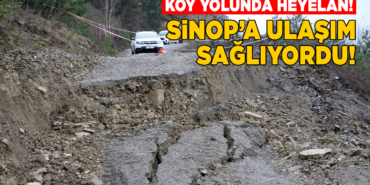 Karların erimesiyle köy yolu çöktü