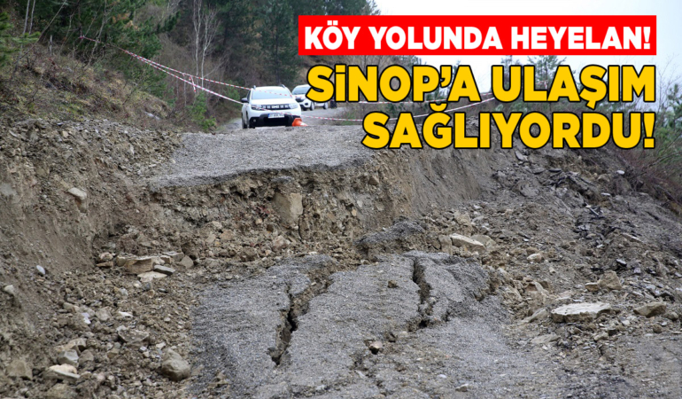 Karların erimesiyle köy yolu çöktü