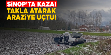 Takla atan otomobil araziye uçtu