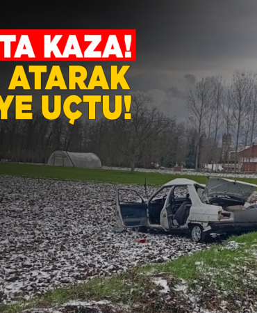 Takla atan otomobil araziye uçtu