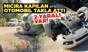 Mıcıra kapılan otomobil devrildi: 2 yaralı