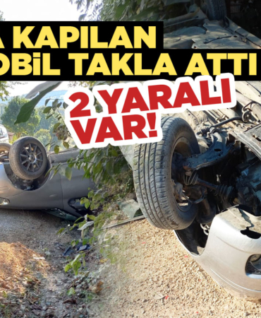 Mıcıra kapılan otomobil devrildi: 2 yaralı