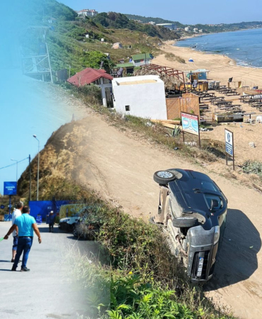 Sinop'ta el freni unutulan otomobil şarampole uçtu