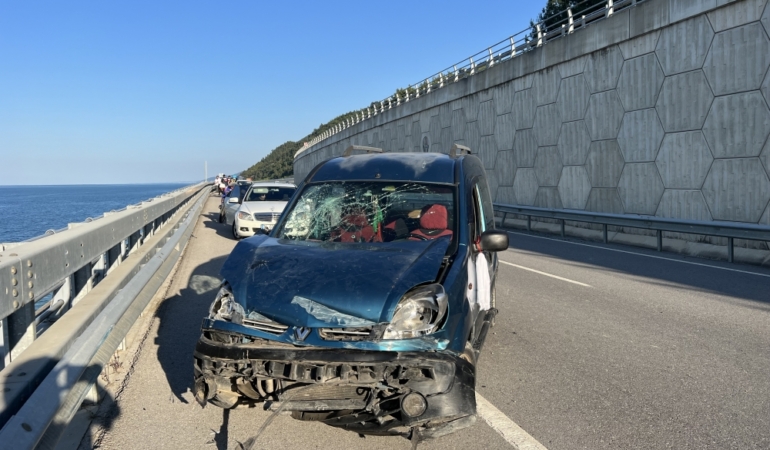 Bariyere çarpan panelvandaki 3 kişi yaralandı