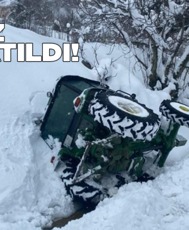 Yoldan çıkan traktör devrildi