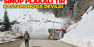 Doğal gaz yüklü tır devrildi