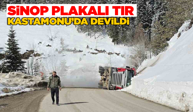 Doğal gaz yüklü tır devrildi