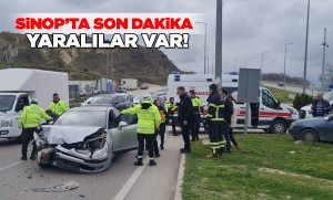 Sinop’ta iki otomobil çarpıştı, yaralılar hastanede