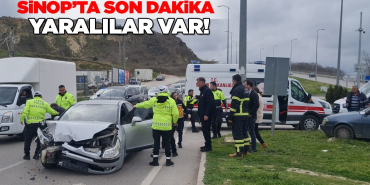 Sinop’ta iki otomobil çarpıştı, yaralılar hastanede