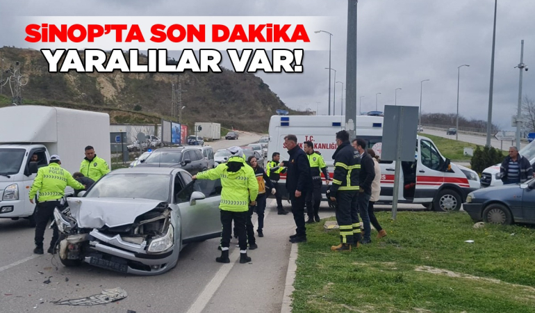 Sinop’ta iki otomobil çarpıştı, yaralılar hastanede