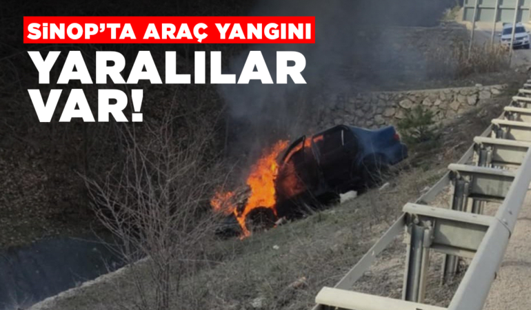 Sinop’ta otomobil yandı