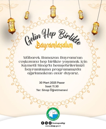 Sinop Valiliğinden bayramlaşma etkinliğine davet