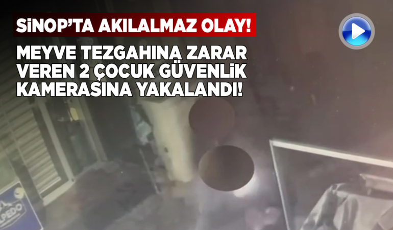 Sinop’ta 2 çocuk meyve tezgahına zarar verdi