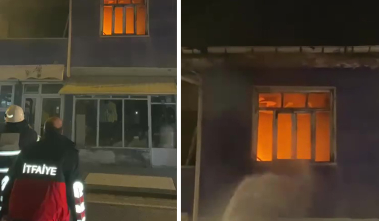 İki katlı bina alevlere teslim oldu
