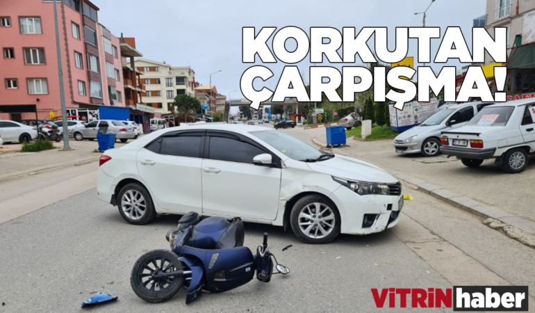 Motosiklet otomobille çarpıştı