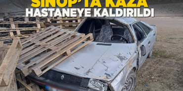 Sinop'ta otomobil tuğla paletlerine çarptı