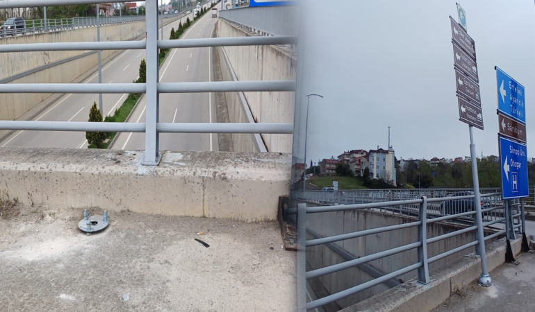 Sinop’ta tehlike oluşturan yön tabelası kaldırıldı