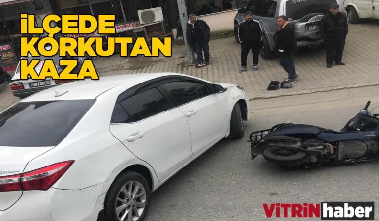 Karşıt yönlerden gelen otomobil ile motosiklet çarpıştı
