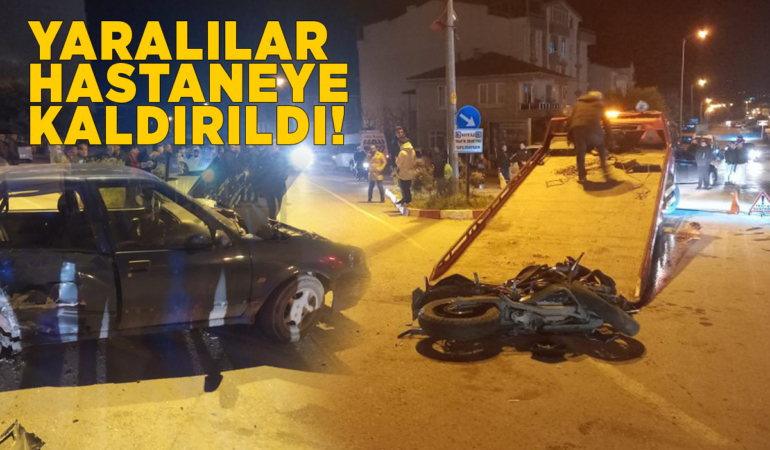 Otomobille motosiklet çarpıştı: 3 yaralı