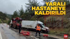 Sinop yolunda ticari araç devrildi