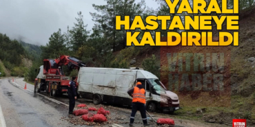 Sinop yolunda ticari araç devrildi