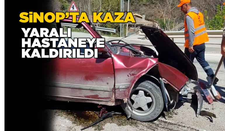 Virajı alamayan otomobil bariyere çarptı