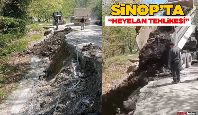 Sinop’ta yol çöktü, ekipler müdahale etti