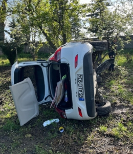 Samsun'da devrilen otomobilin sürücüsü bulunamadı