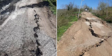 Sinop’ta heyelan nedeniyle yol çöktü