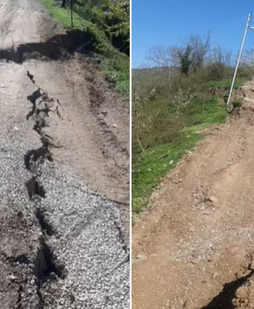 Sinop’ta heyelan nedeniyle yol çöktü