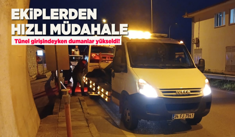 Sinop’ta seyir halindeki araçtan dumanlar yükseldi