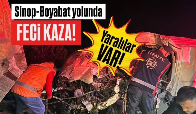 Sinop’ta ticari araç kamyonun altına girdi