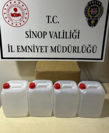 Sinop’ta 20 litre etil alkol ele geçirildi