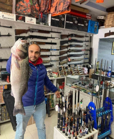 TÜRKELİ'DE 7,5 KİLOLUK DEV LEVREK YAKALANDI