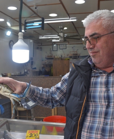 SİNOP'TA DEV MAVİ YENGEÇ GÖRENLERİ ŞAŞIRTTI