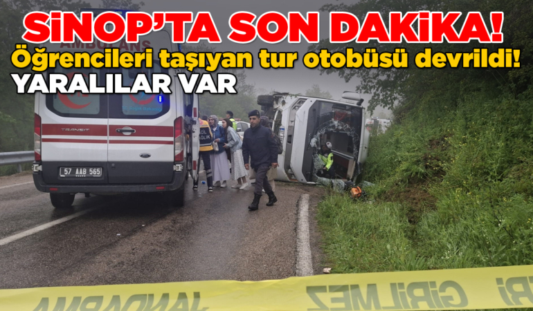Sinop’ta tur otobüsü devrildi. Çok sayıda yaralı var@
